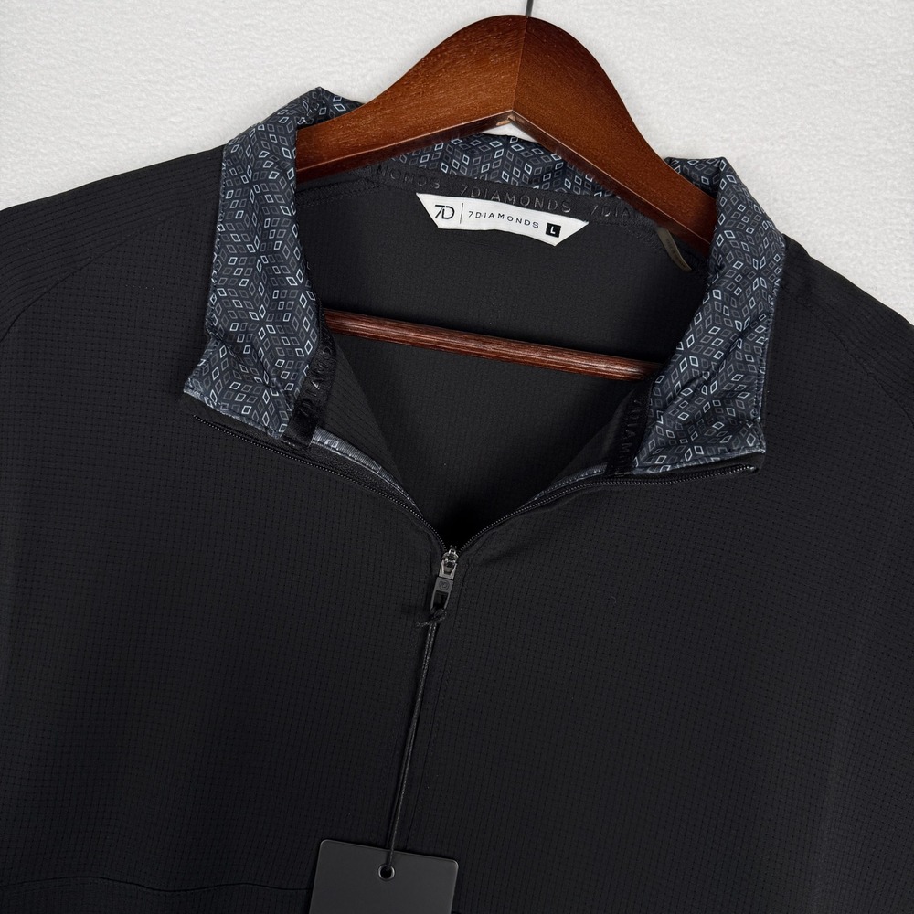 NEW 7Diamonds Oxygenate‎ Quarter Zip Quick Dry Pullover Black Mens L SPV-1026